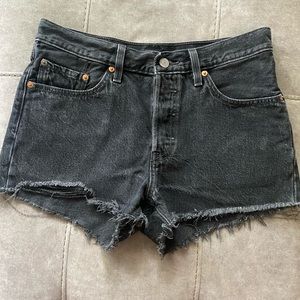 Levi’s Black Button Fly Denim Short Cut Off. Size 26